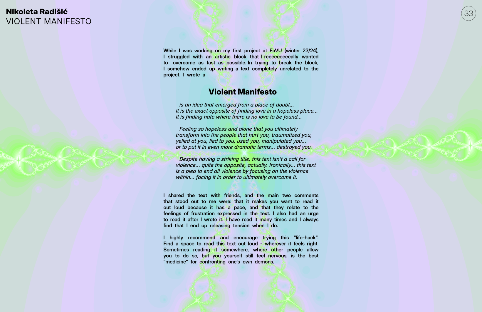 Nikoleta Radišić: Violent Manifesto