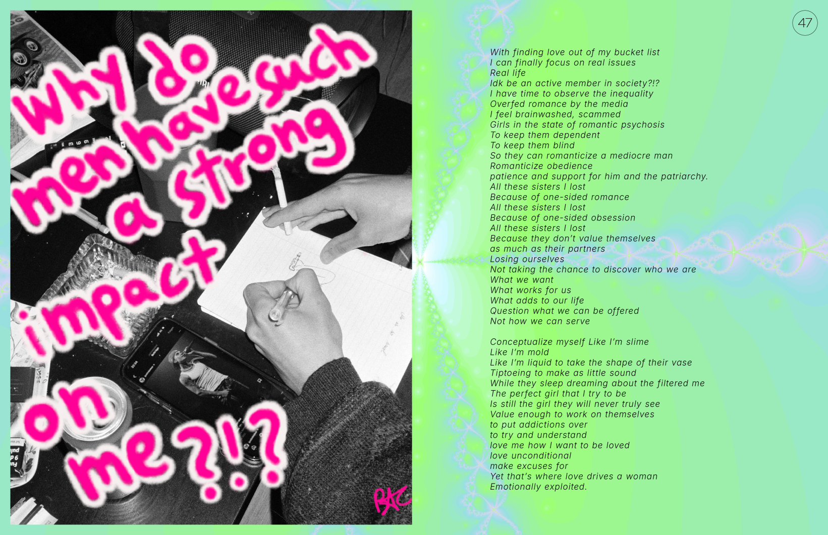 I’m pretty boy crazy, for a feminist... 16/10-3/11/23
